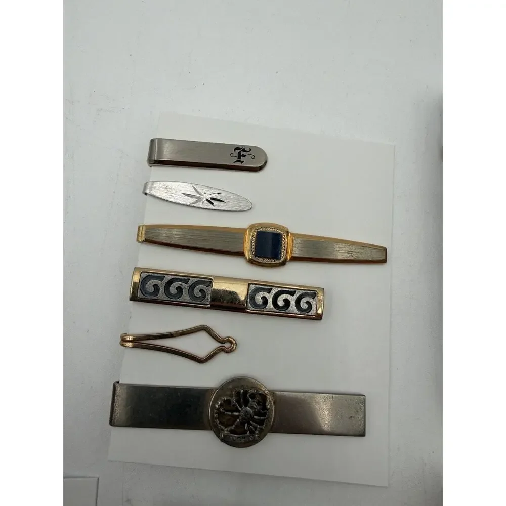 Vintage Lot 60+ Tie Clip/ Tie Pin Signed Anson Hicock Swank Gold Silver Tone